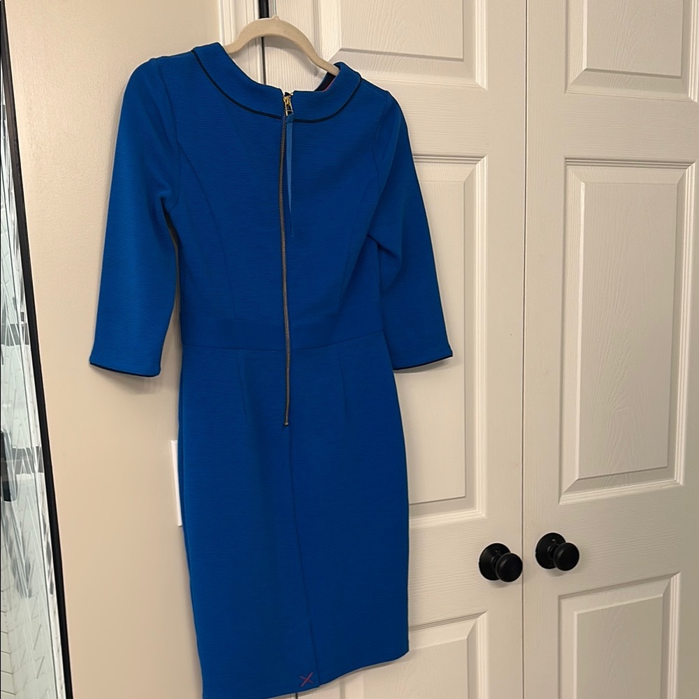 Boden Blue Sheath Dress 3/4 Sleeve Crew Neck - Picture 2 of 3